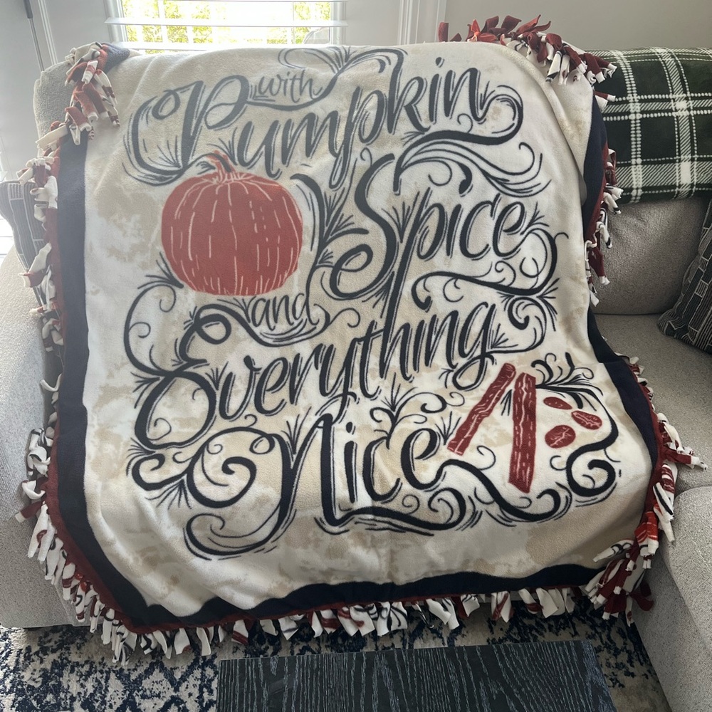 HANDMADE Pumpkin Spice Holiday Fleece Throw Blanket